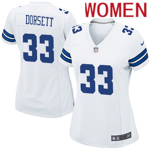 Women Dallas Cowboys #33 Tony Dorsett Nike White Team Game NFL Jersey->women nfl jersey->Women Jersey